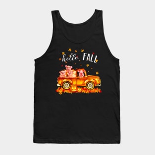 Pigs Hello Fall - Pigs In Car Pumpkin Halloween T-shirt Pigs Autunm Gift Tank Top